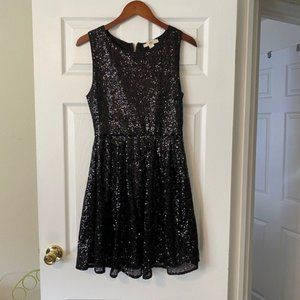 Black Sequined Cocktail Dress, Size Lg